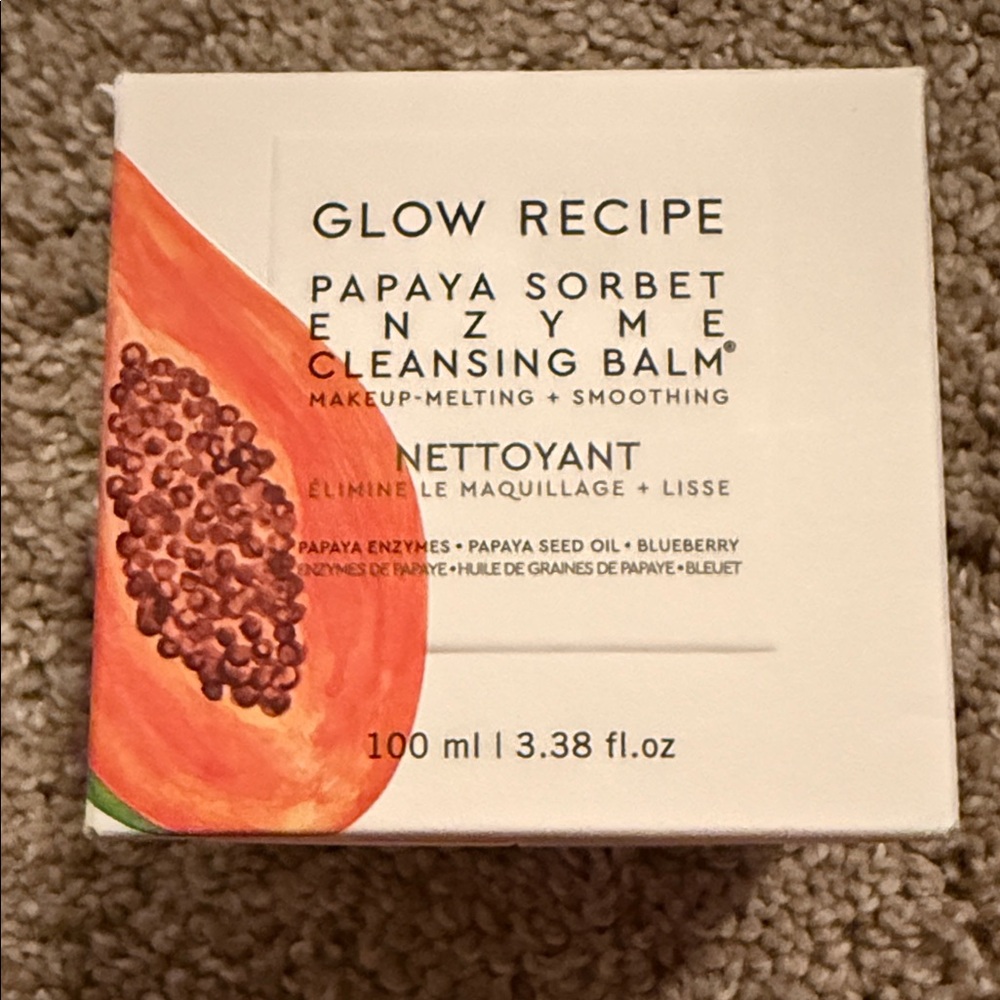 Glow Recipe Papaya Sorbet Cleansing Balm with Orange and White Packaging
